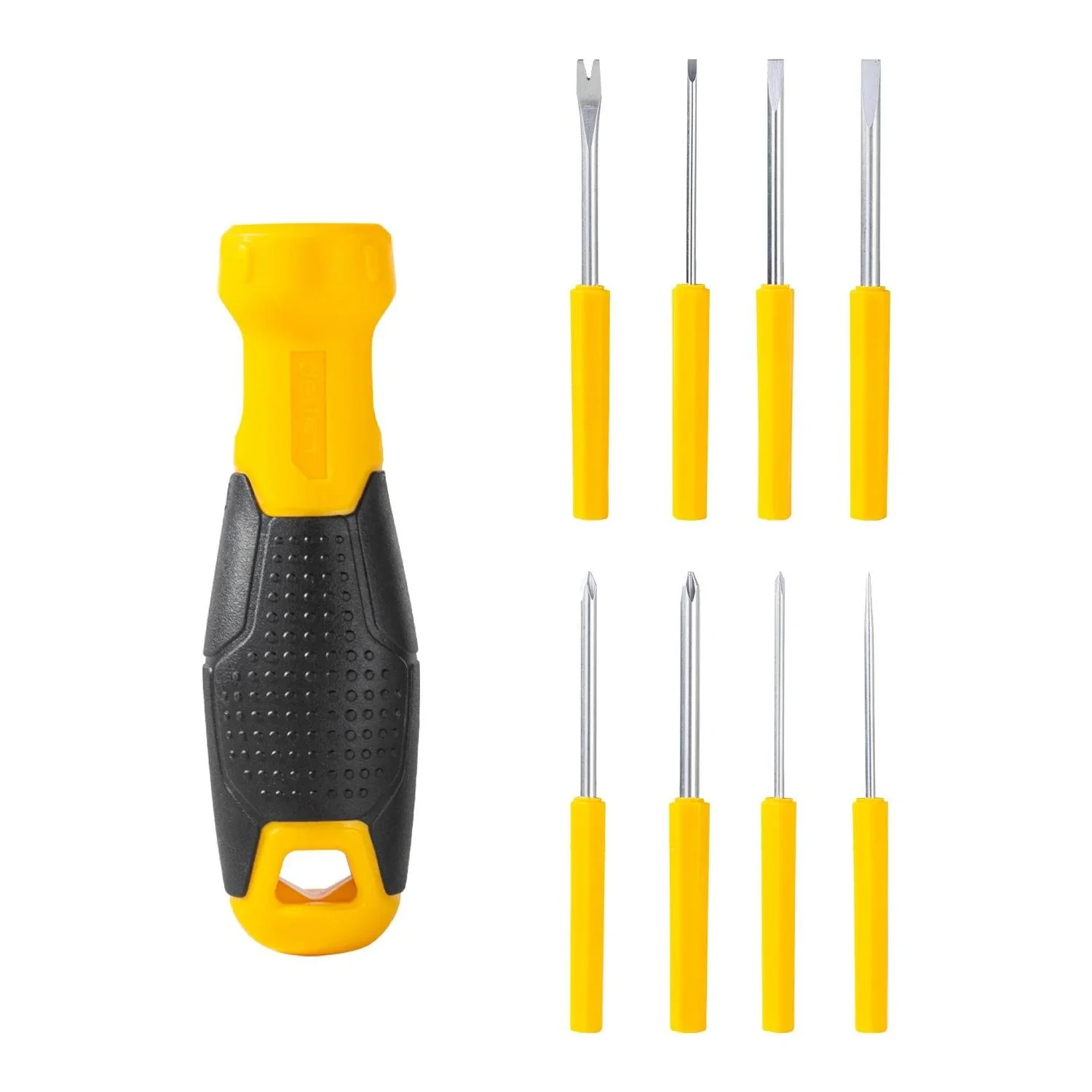 9-Piece Interchangeable Screwdriver Set with Long Handle & Durable Steel