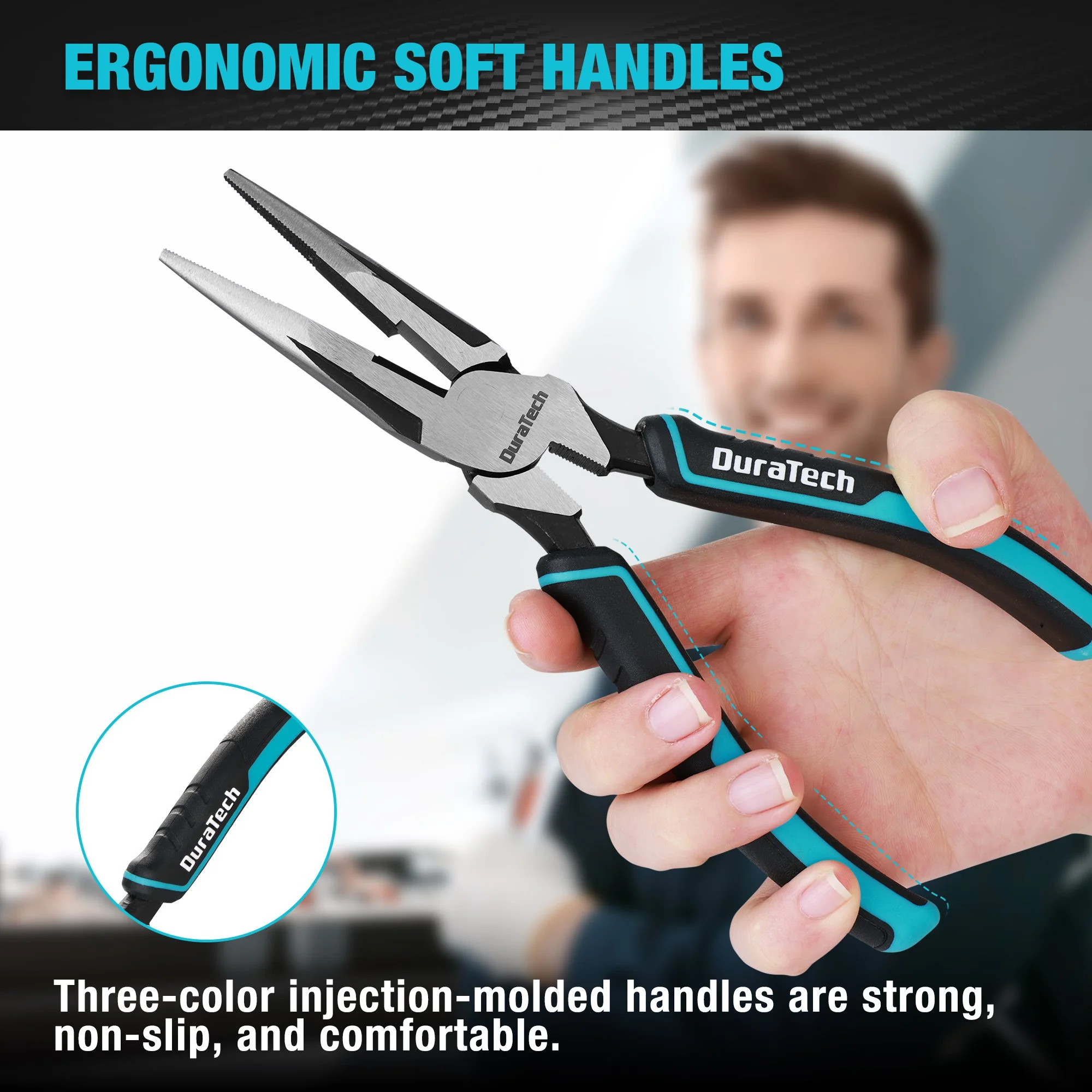 3-Piece Heavy Duty Pliers Set with 8-Inch Needle Nose & Slip Joint