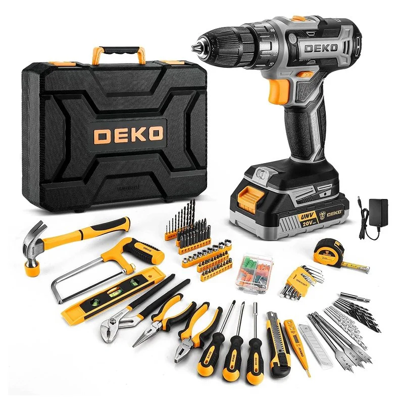20V Cordless Drill & Home Tool Kit with Battery and LED Light