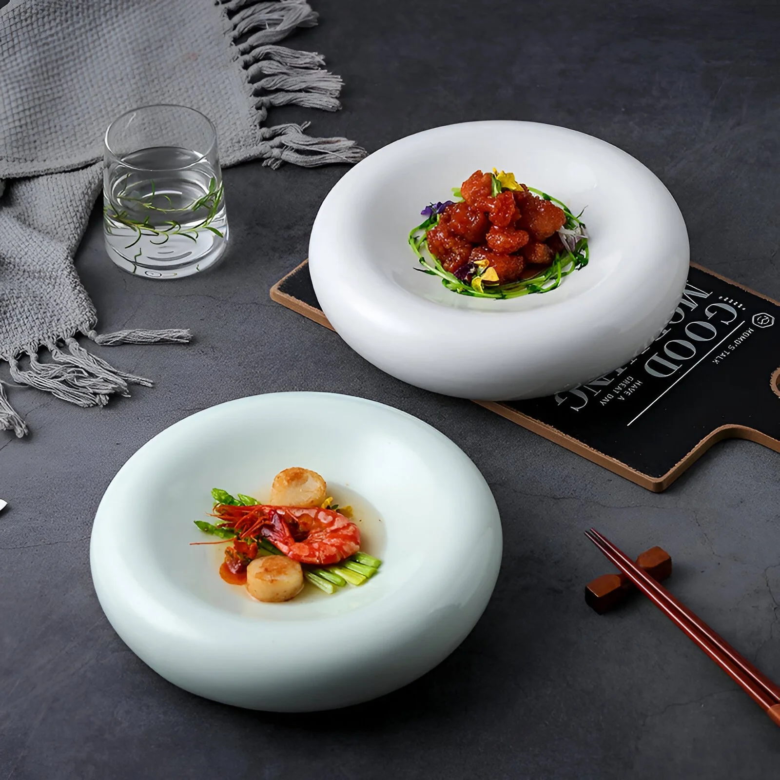 Thermal White Ceramic Dinner Plate for Pasta, Dessert & Everyday Meals