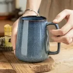 Retro Ceramic Coffee Mug with Spoon – 24 oz Large Tea & Coffee Cup