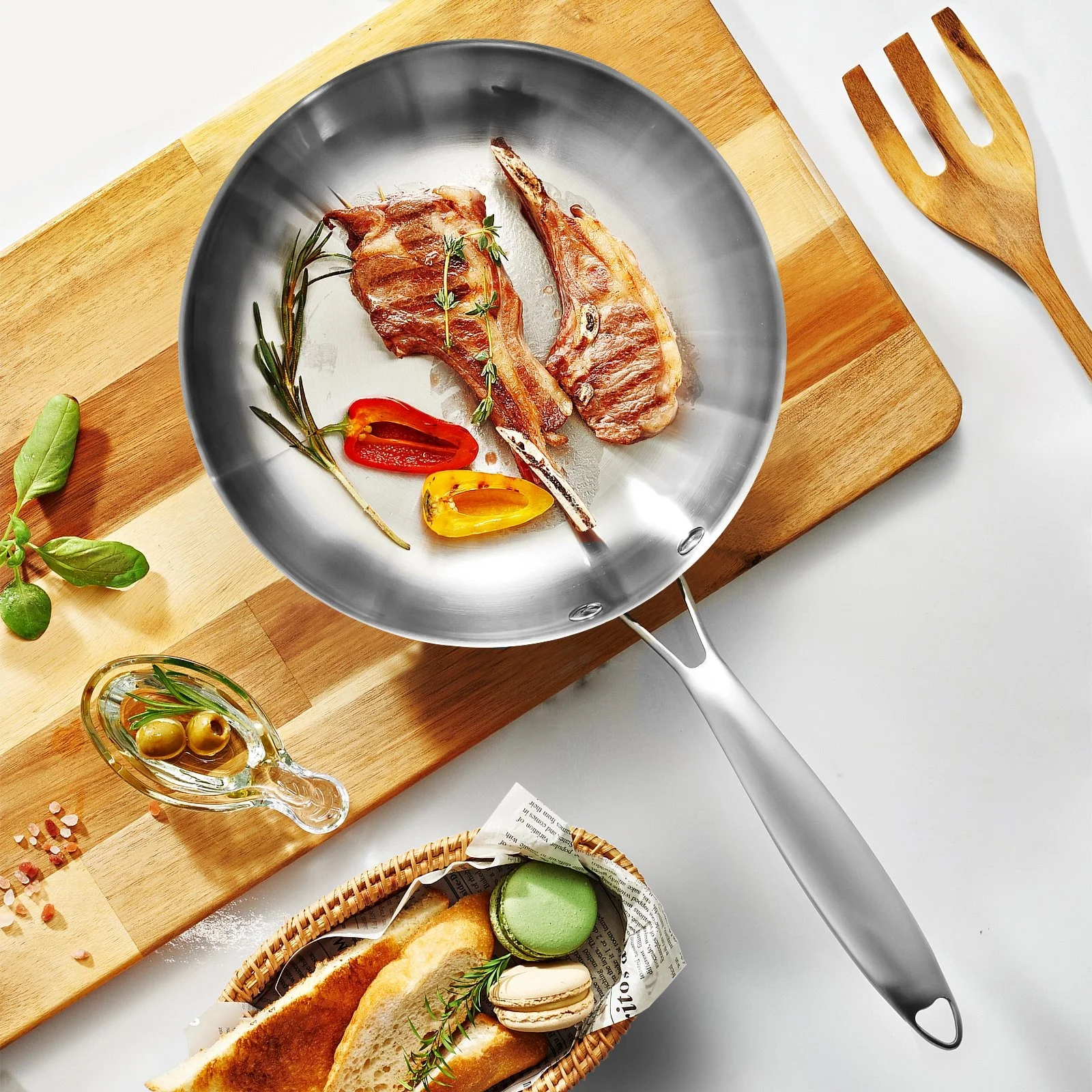 11-Inch 304 Stainless Steel Nonstick Frying Pan for Gas & Induction