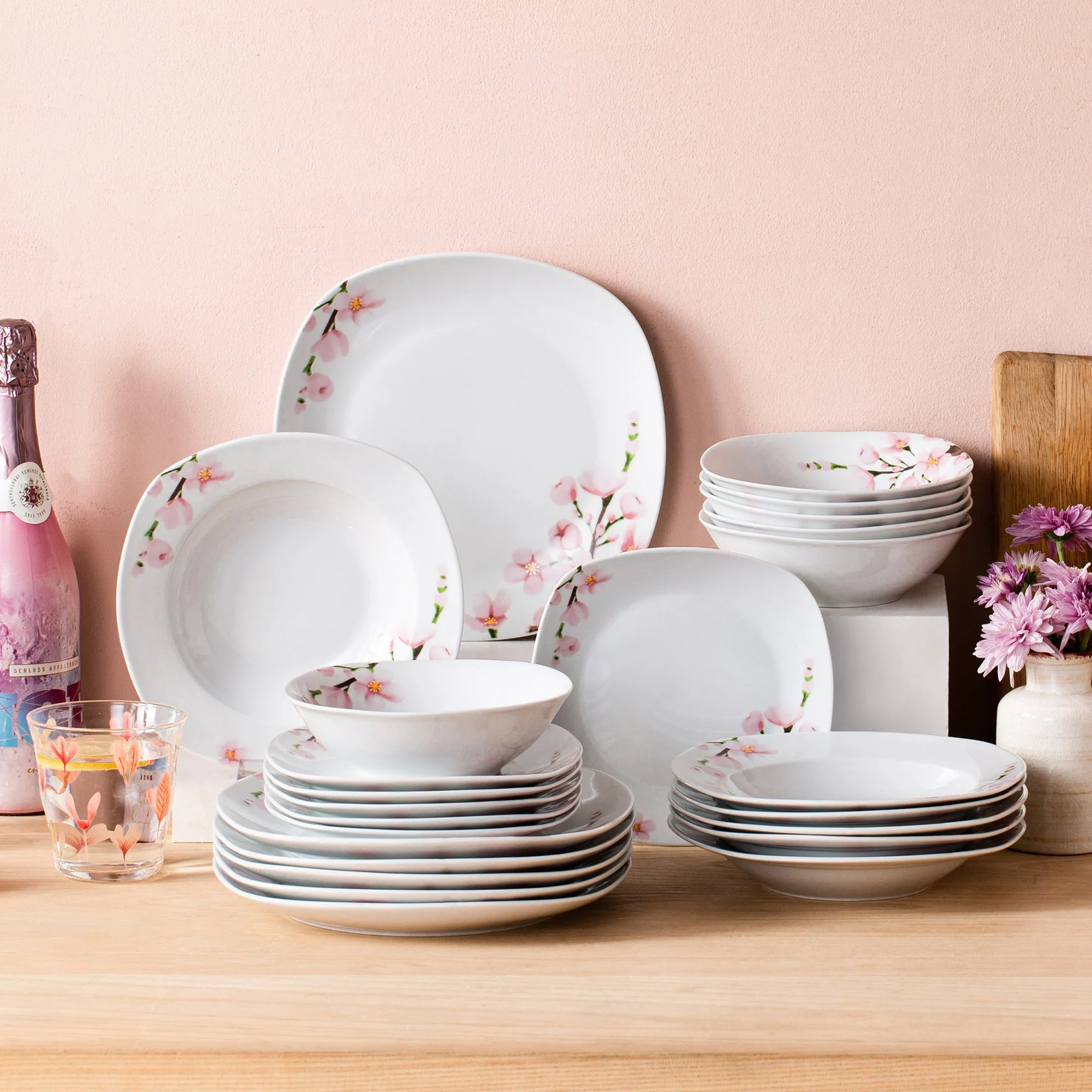 48-Piece Porcelain Dinnerware Set with Plates & Bowls for 12