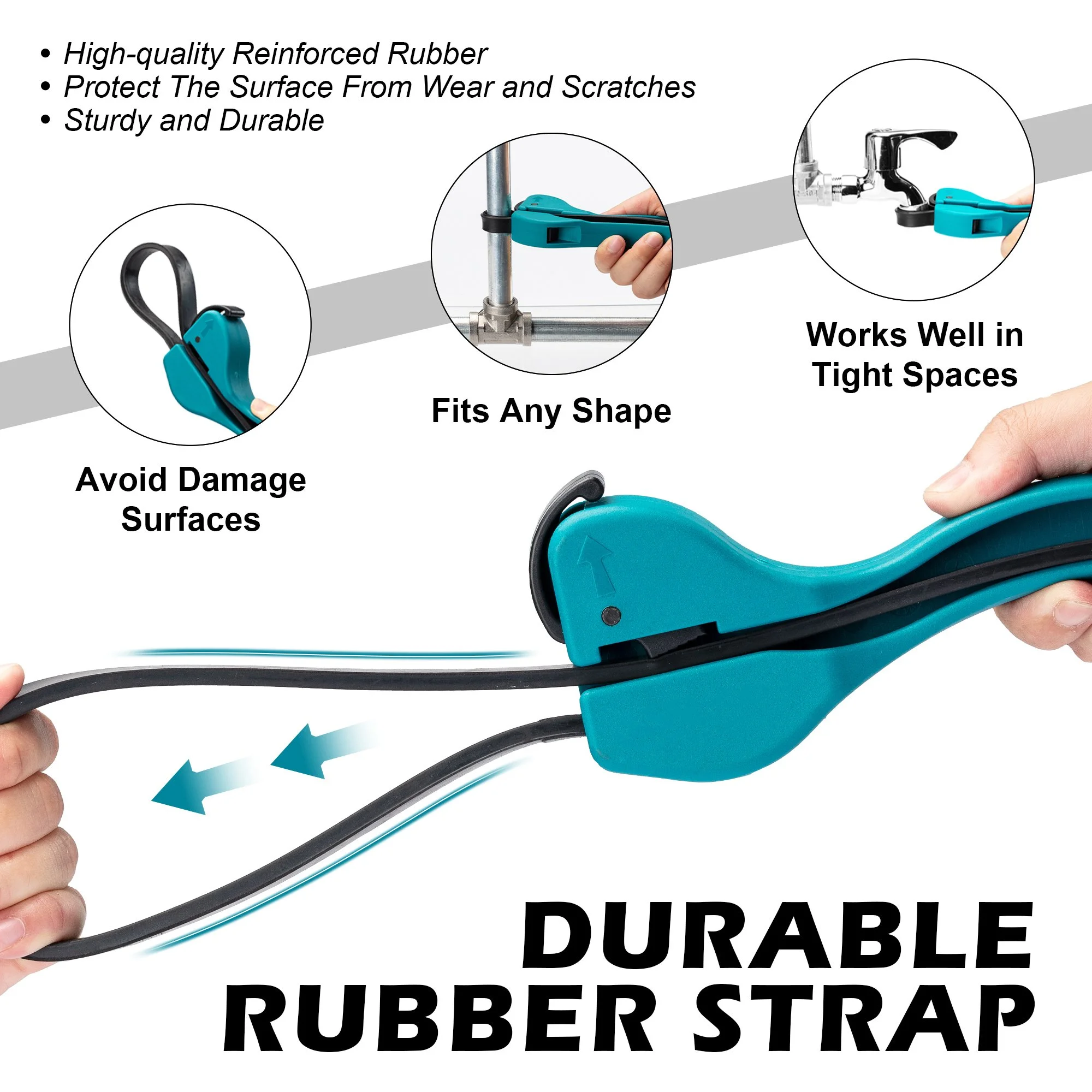 3-Piece Adjustable Rubber Strap Wrench Set for Oil Filters & Jars