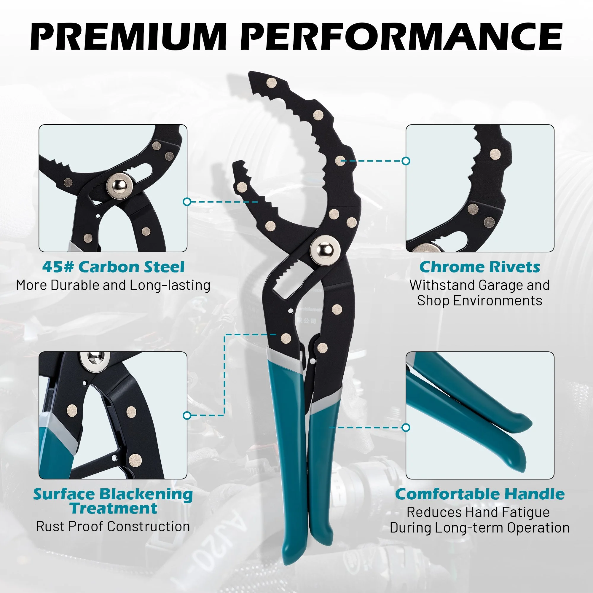 12" Quick Adjustable Oil Filter Pliers for One-Hand Oil Filter Removal