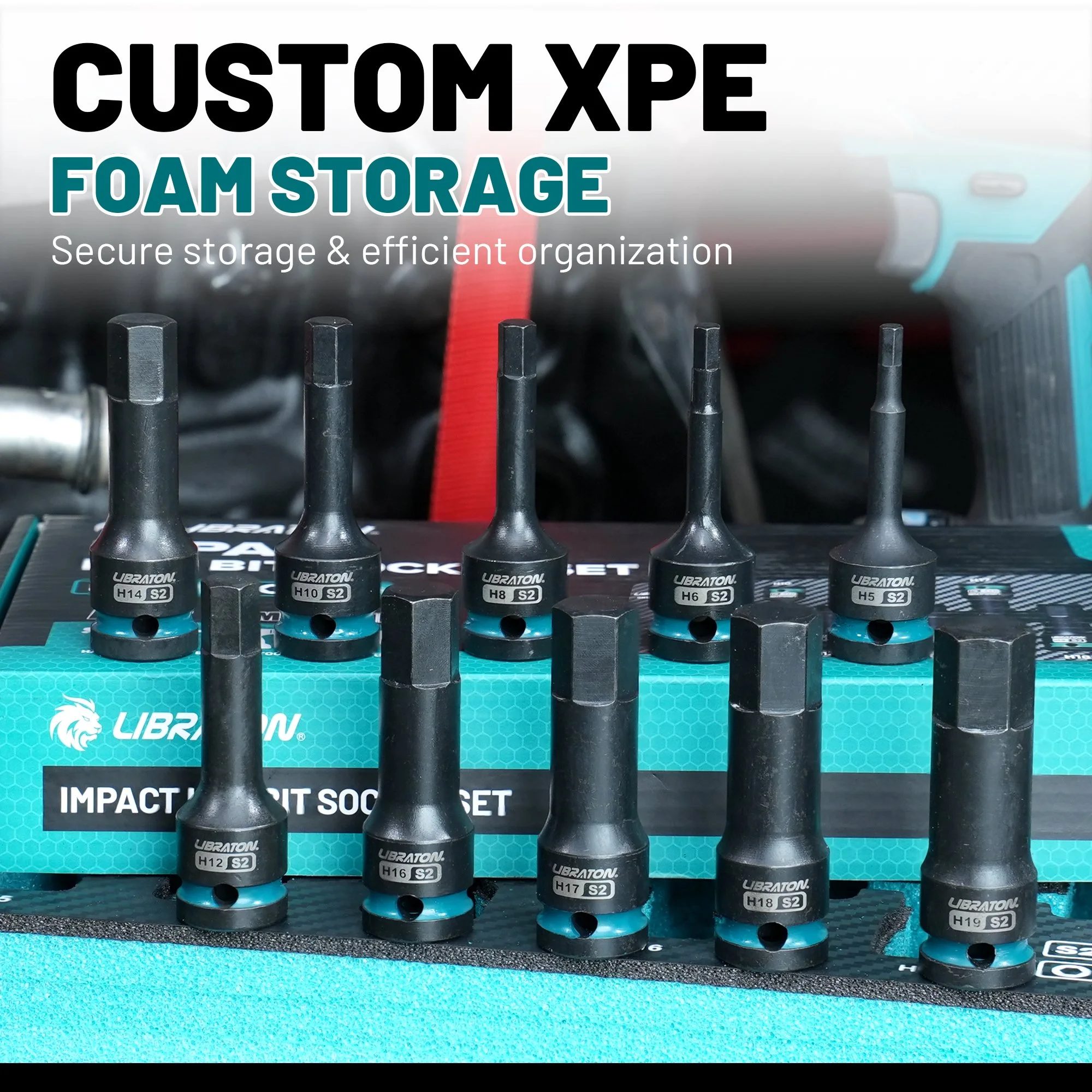 1/2-Inch Drive Impact Hex Bit Socket Set, 10-Piece High Torque with Case
