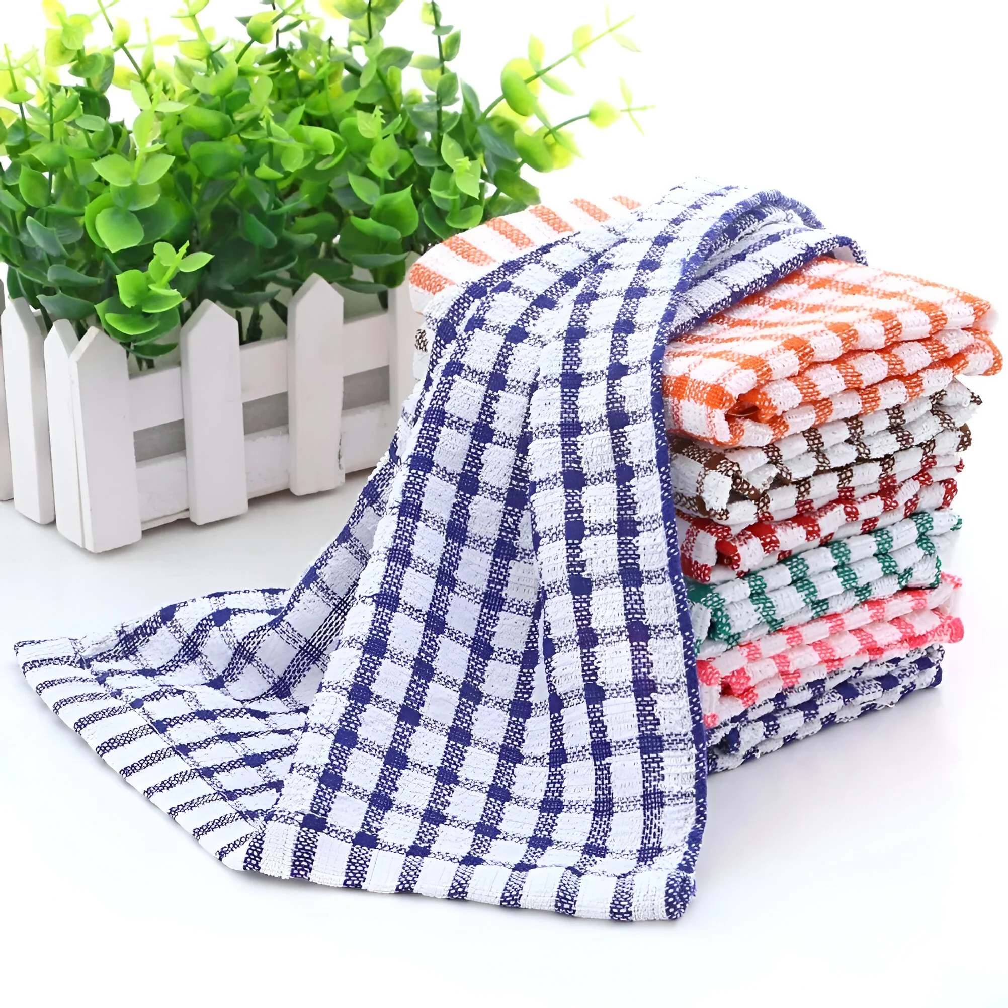 6-Pack Cotton Kitchen Tea Towels Absorbent Lint-Free Dish Cloths