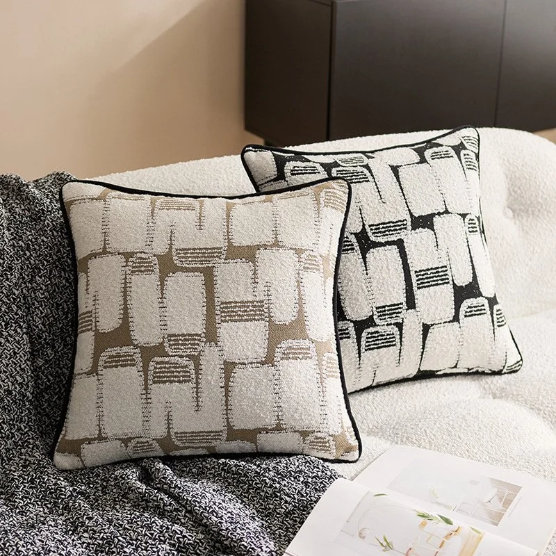 Modern Geometric Jacquard Cushion Cover 18x18 Inch Square Decorative Pillow Case