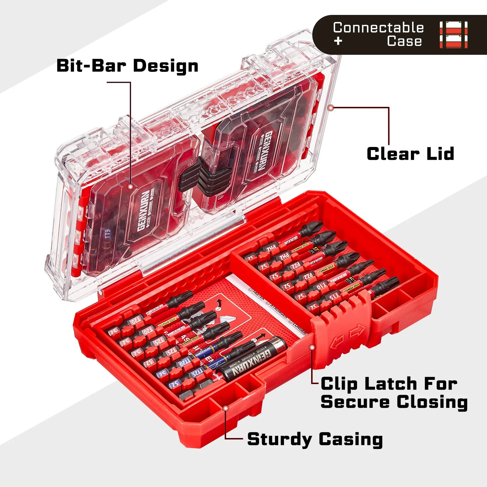 62-Piece Impact Screwdriver Bit Set with Stackable Tough Case