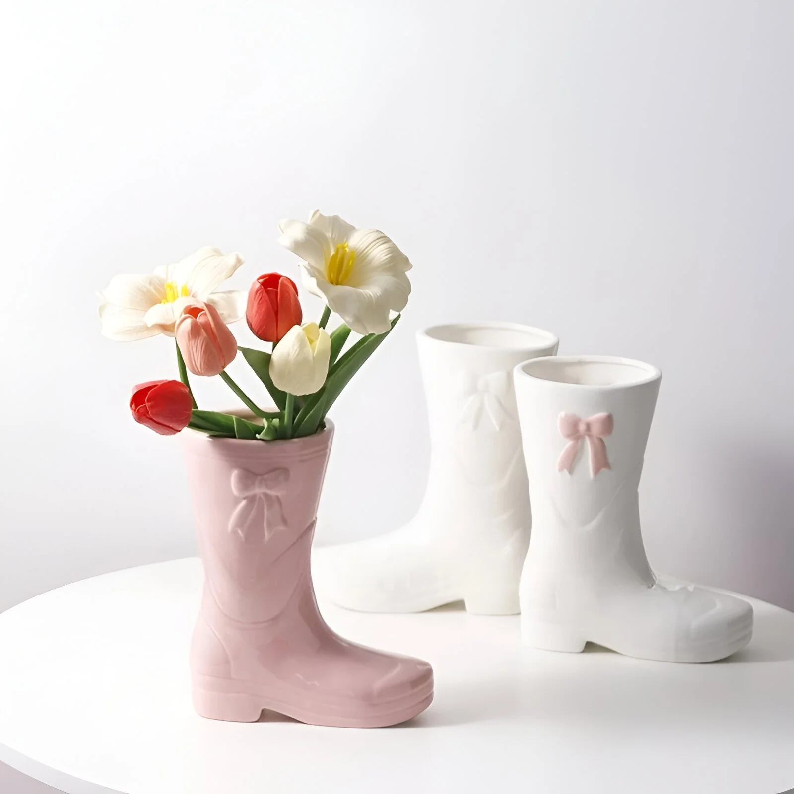 Rain Boot Ceramic Vase for Flowers & Modern Home Decor