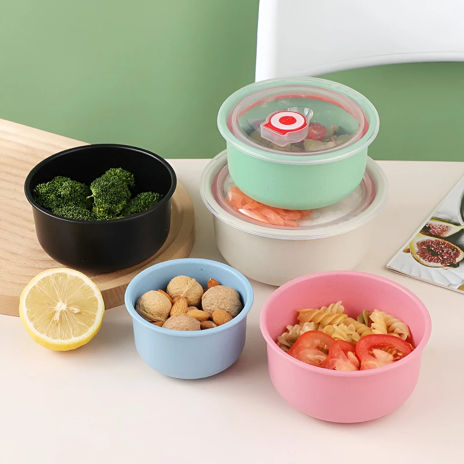 3-Piece Airtight Food Storage Bowl Set with Lids for Meal Prep