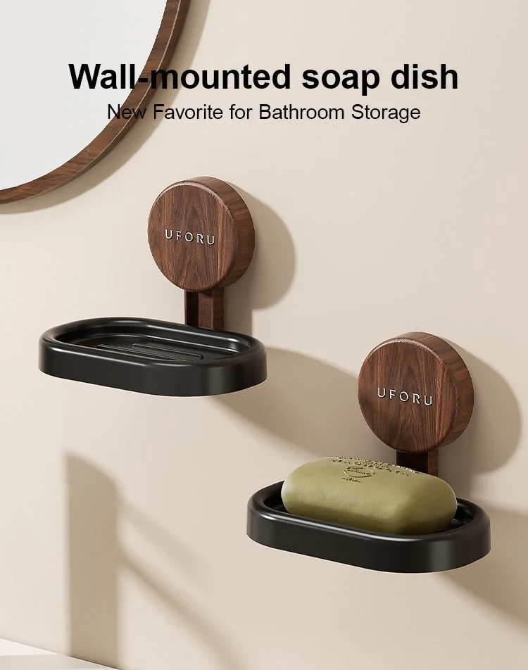 Modern Wooden Soap Dish with 3D Drainage Tray for Dry Storage