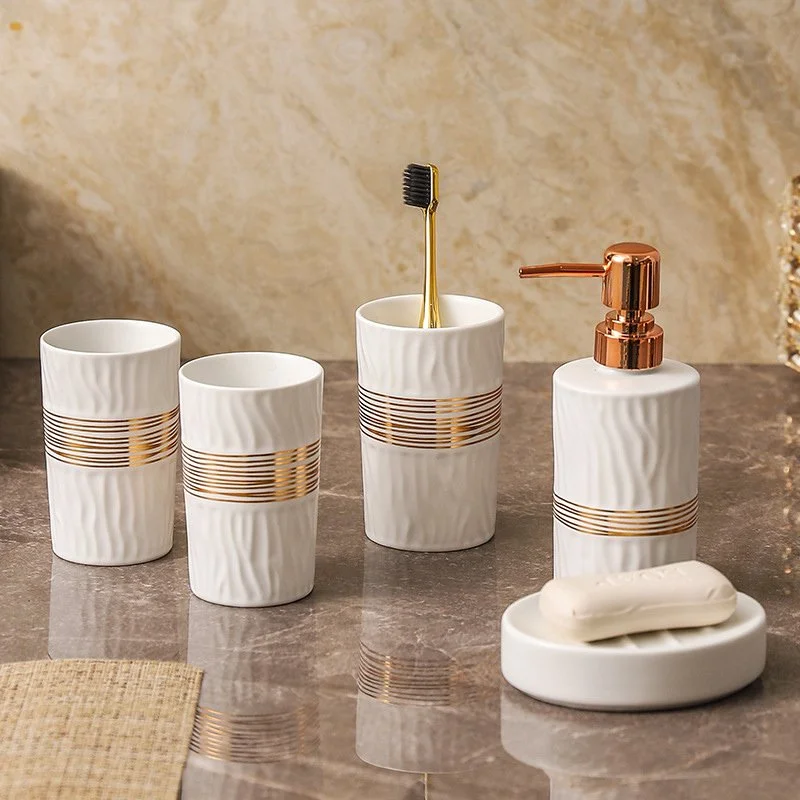 Elegant Ceramic Bathroom & Toothbrush Cup Set for Home and Hotel