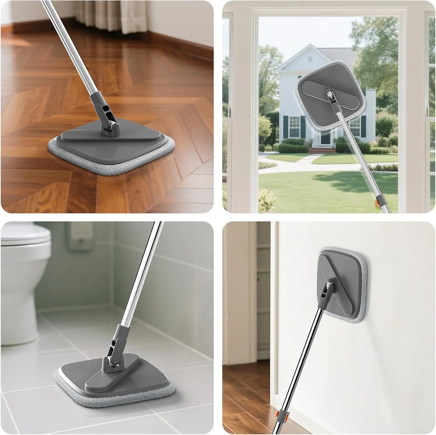 Spin Mop and Bucket Set with Separate Dirty Water System – Microfiber Cleaning Mop for Floors and Walls