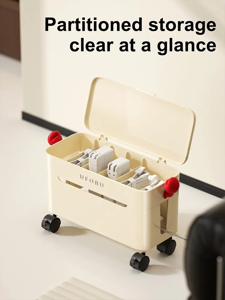 Portable Rolling Wire Storage Box with Vent Holes & 360° Rotation