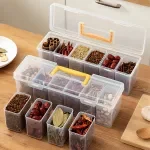 Reusable 6-Compartment Airtight Spice Storage Container – Food Grade Plastic Kitchen Organizer