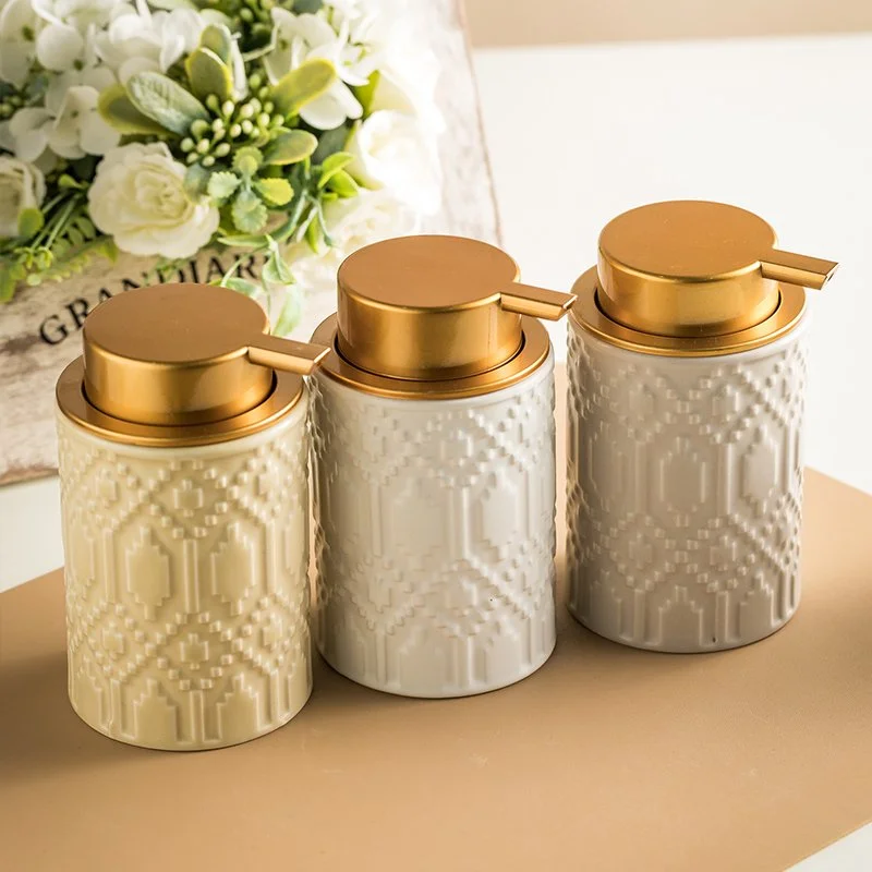 Geometric Ceramic Soap Dispenser for Bathroom & Kitchen