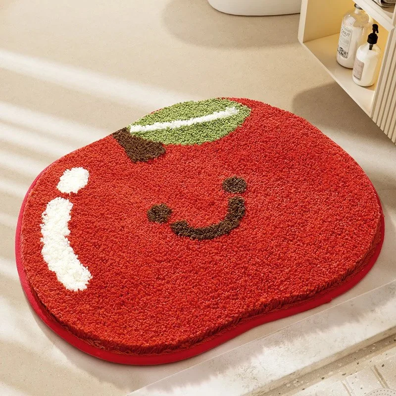 Tufted Fruit Bathroom Mat - Soft Apple, Orange, Banana & Lemon Bathmat Rug