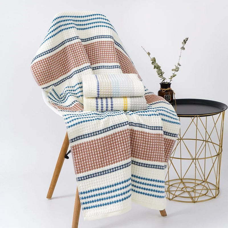 Organic Waffle Cotton Towel Set – Quick-Dry Bath & Face Towels