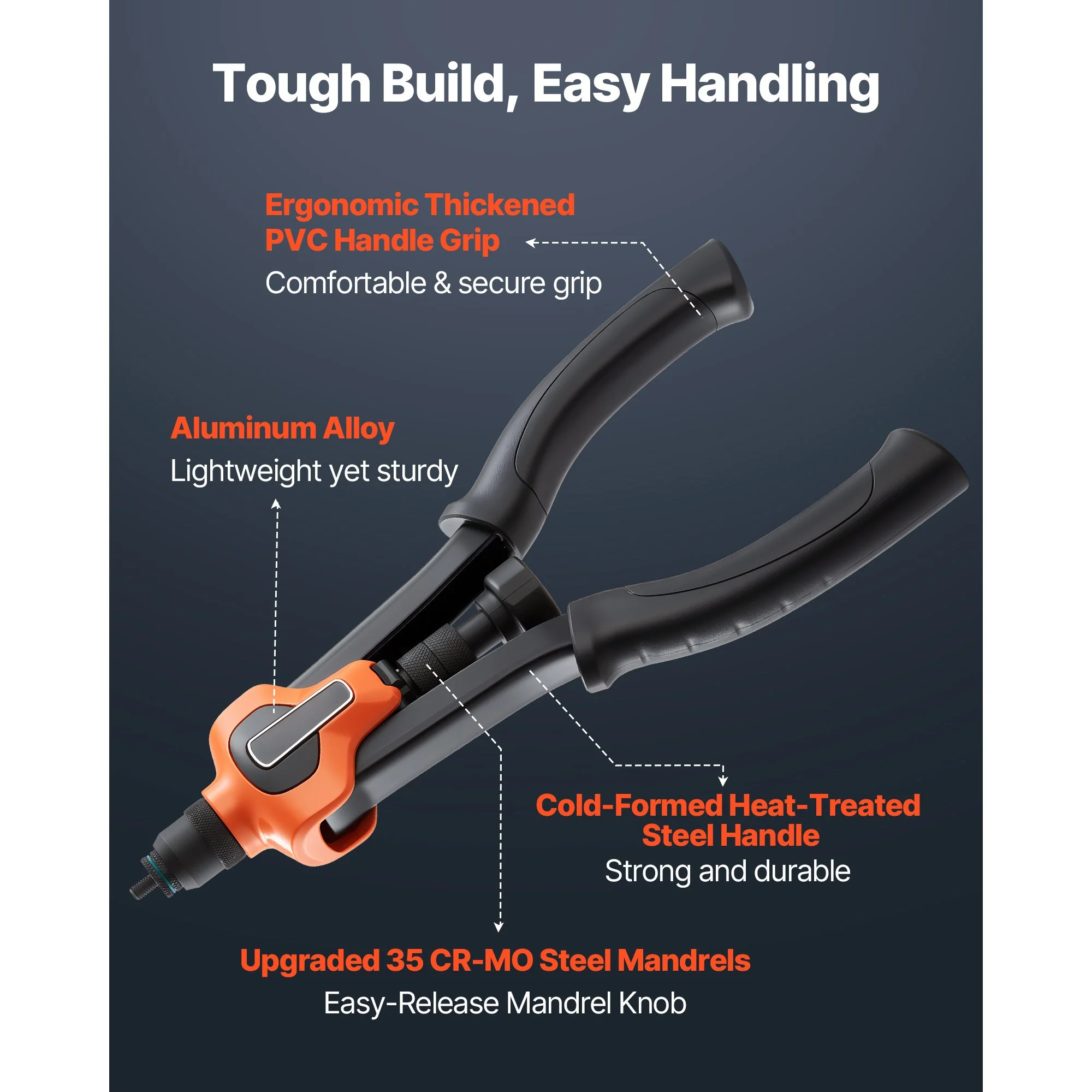 Heavy-Duty Rivet Nut Tool Kit with 7 Mandrels & Carry Case