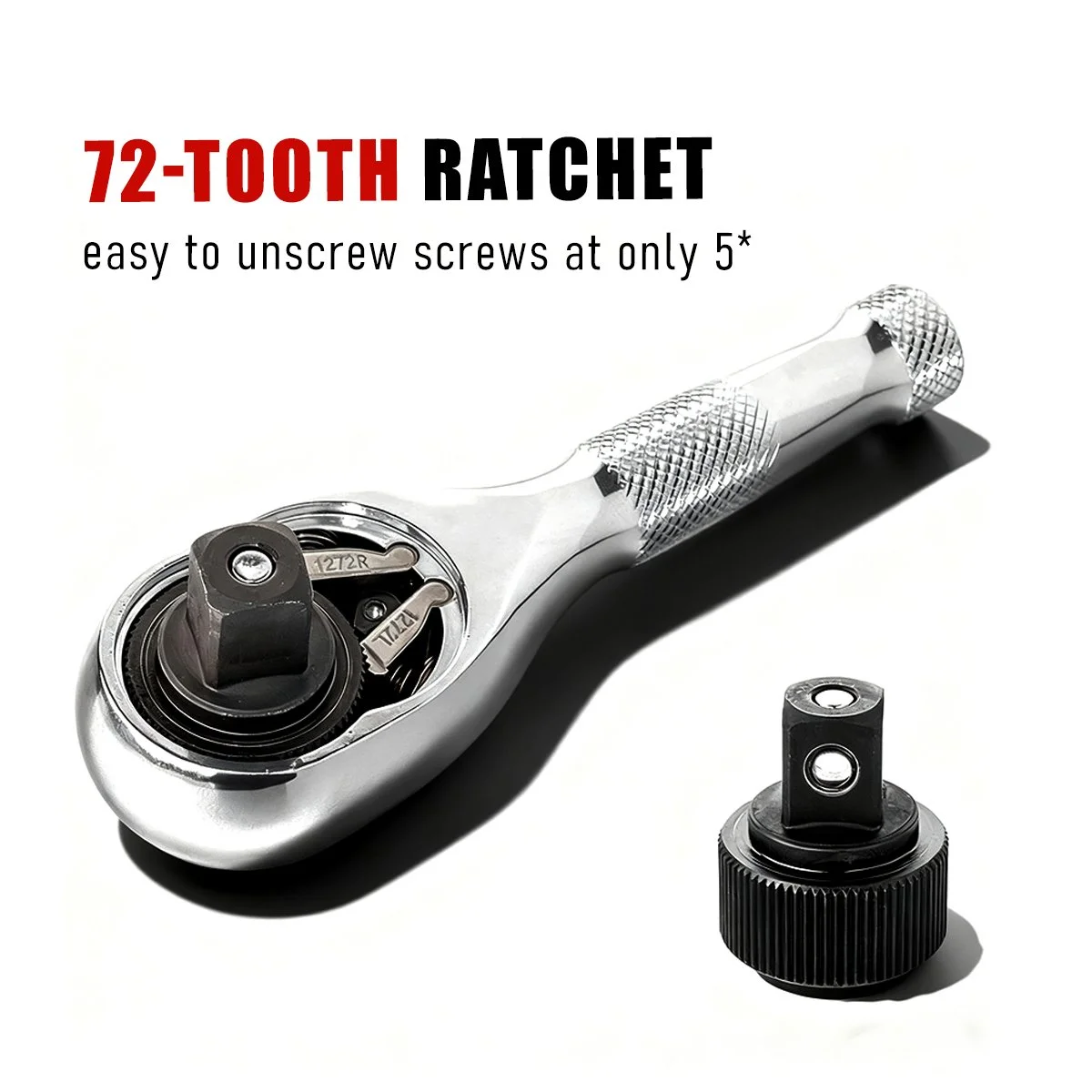 1/4 Inch Drive Stubby Ratchet Mini 72-Tooth Quick Release Socket Wrench