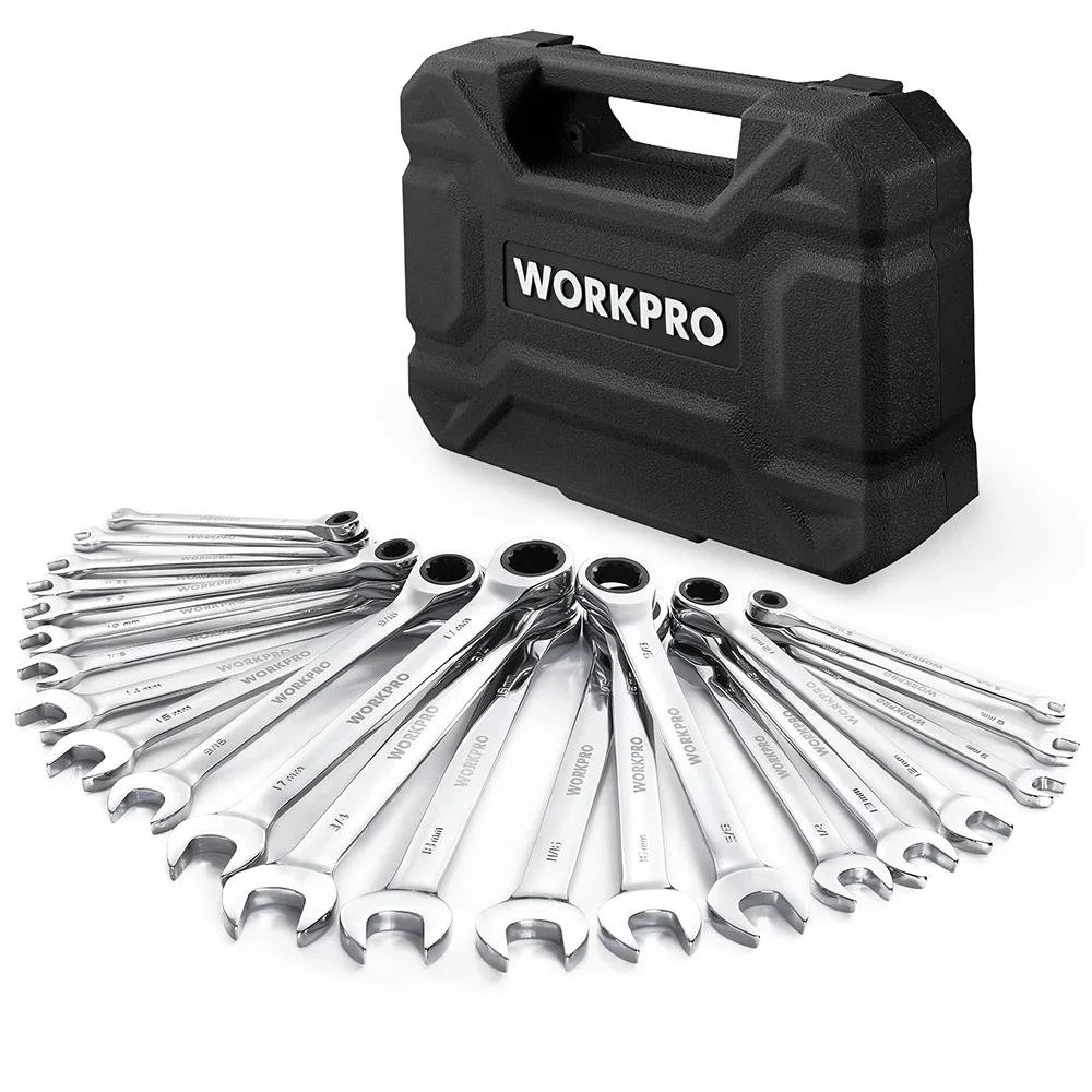23-Piece Ratcheting Combination Wrench Set with Storage Case