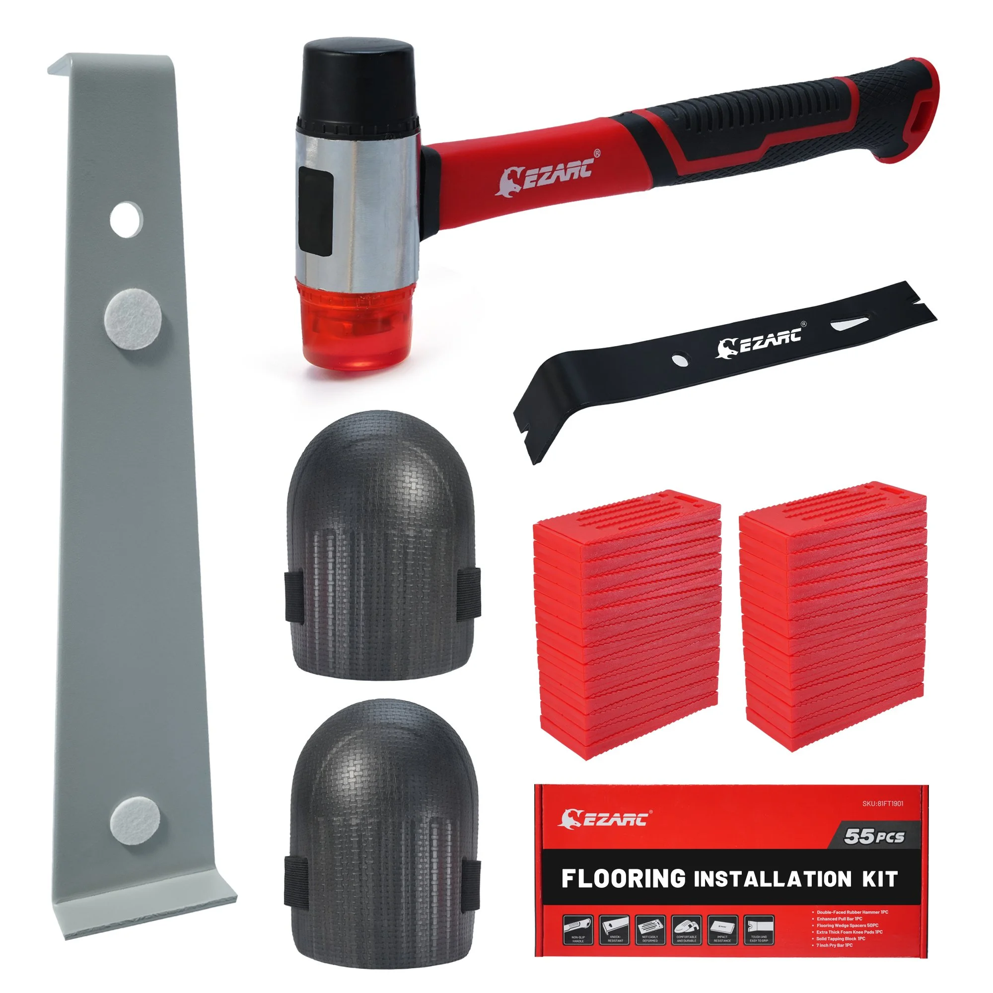 55-Piece Flooring Installation Tool Kit for Vinyl, Laminate & Hardwood