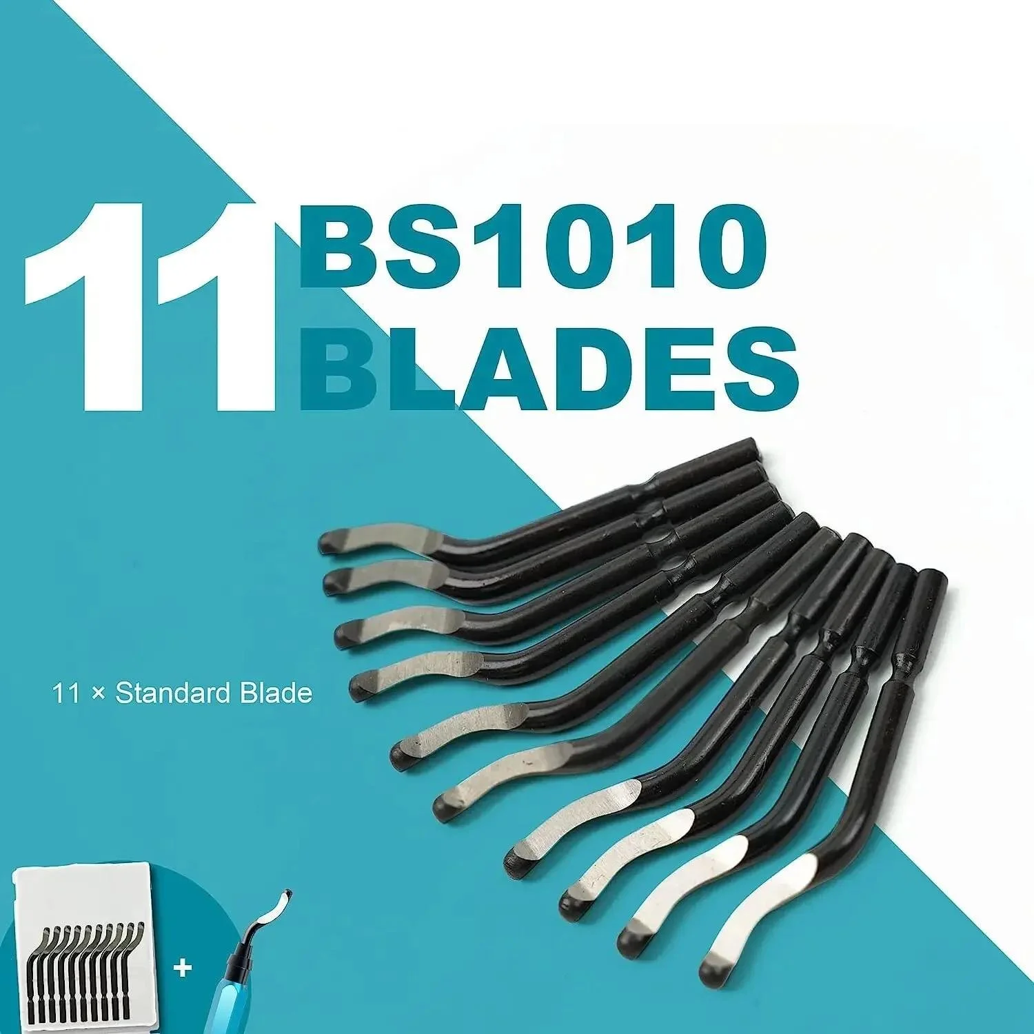 360° Rotary Deburring Tool Set with 11 HSS Blades for Metal & Plastic