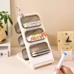 3-Grid Desk Organizer Pen Holder with Large Capacity Storage