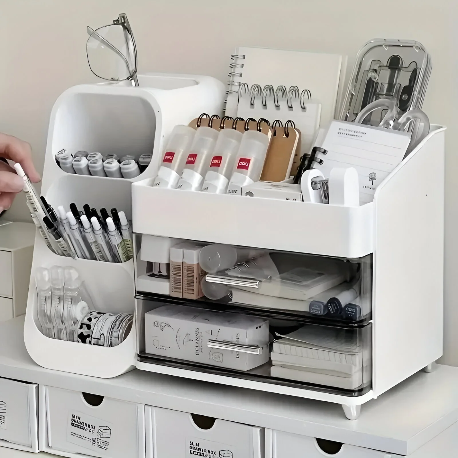 SmartDesk Drawer Pen Holder & Stationery Organizer