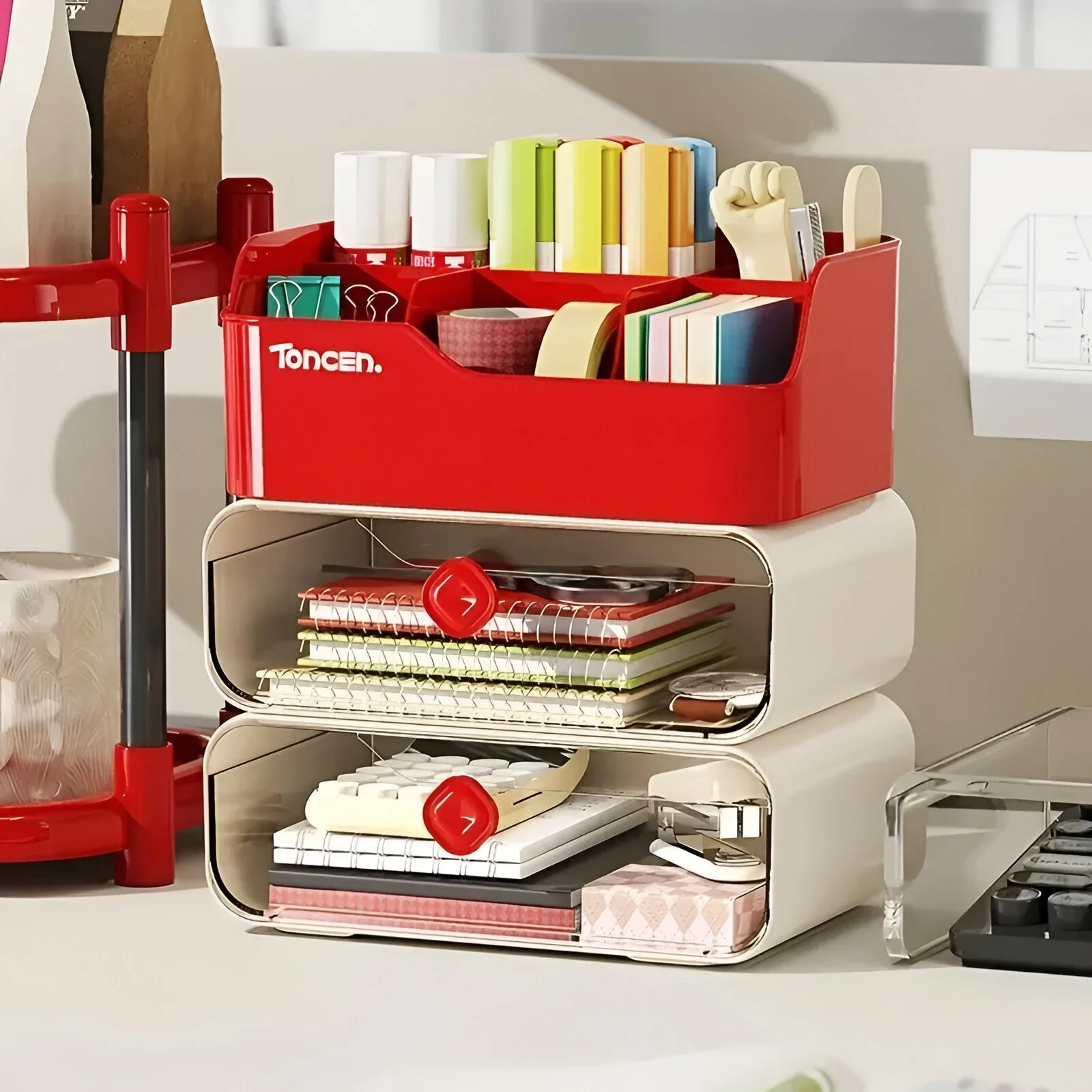 3-Tier Desk Organizer with Drawers