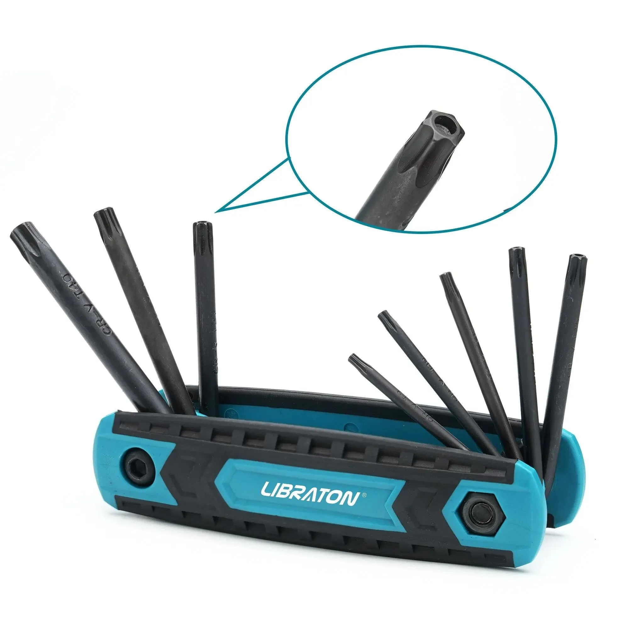 8-in-1 Folding Hex & Security Torx Key Set, Compact Non-Slip Tool