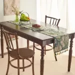 Pastoral Monet-Inspired Green Floral Table Runner