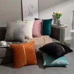 Luxury Velvet Throw Pillow Cover with Gold Accent
