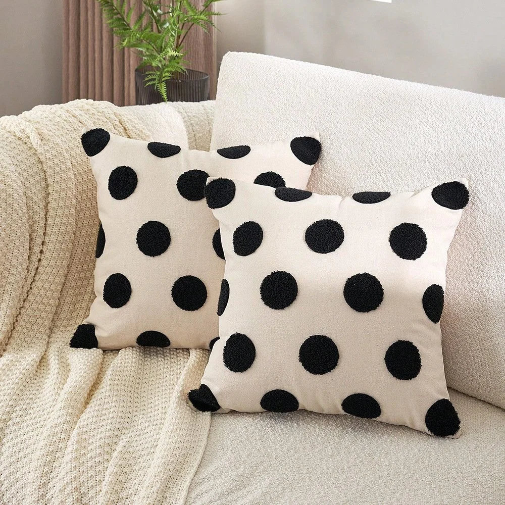 Brown Polka Dot Nordic Throw Pillow Cover