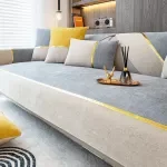 Nordic Chenille Sofa Cover with Gold Edge Anti-Slip Couch Mat