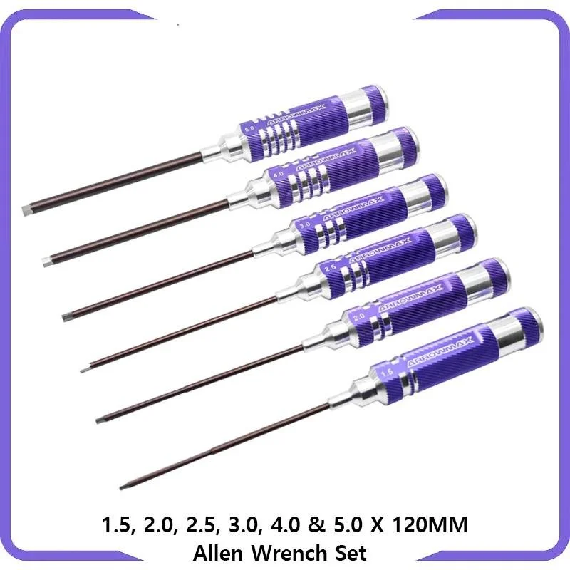 Precision Hex Screwdriver Set 6-Piece Long Reach for RC & Hobby Work
