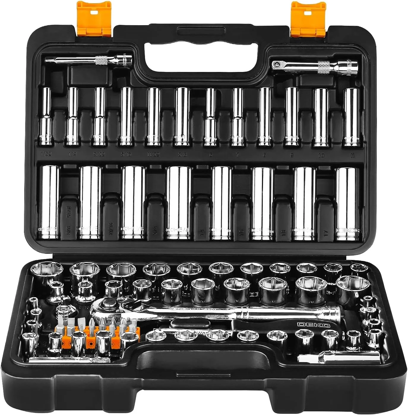 85-Piece Socket & Ratchet Tool Set with Spinner Handle for Auto & Home Repair