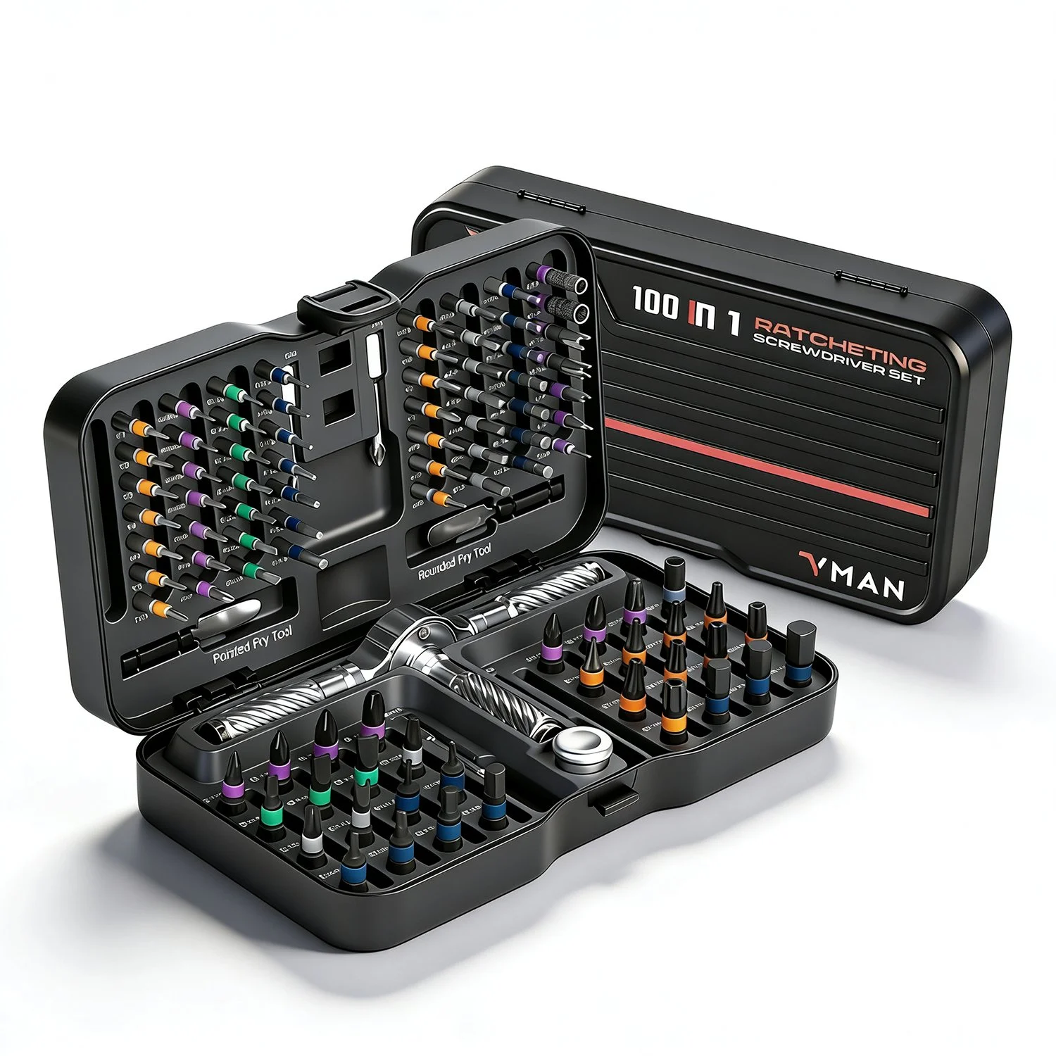 100-in-1 Precision Ratchet Screwdriver Set with Magnetic Bits
