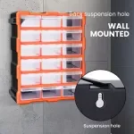 Multi-Drawer Storage Organizer with 18 Slots - Ideal for Desk or Wall Mounting