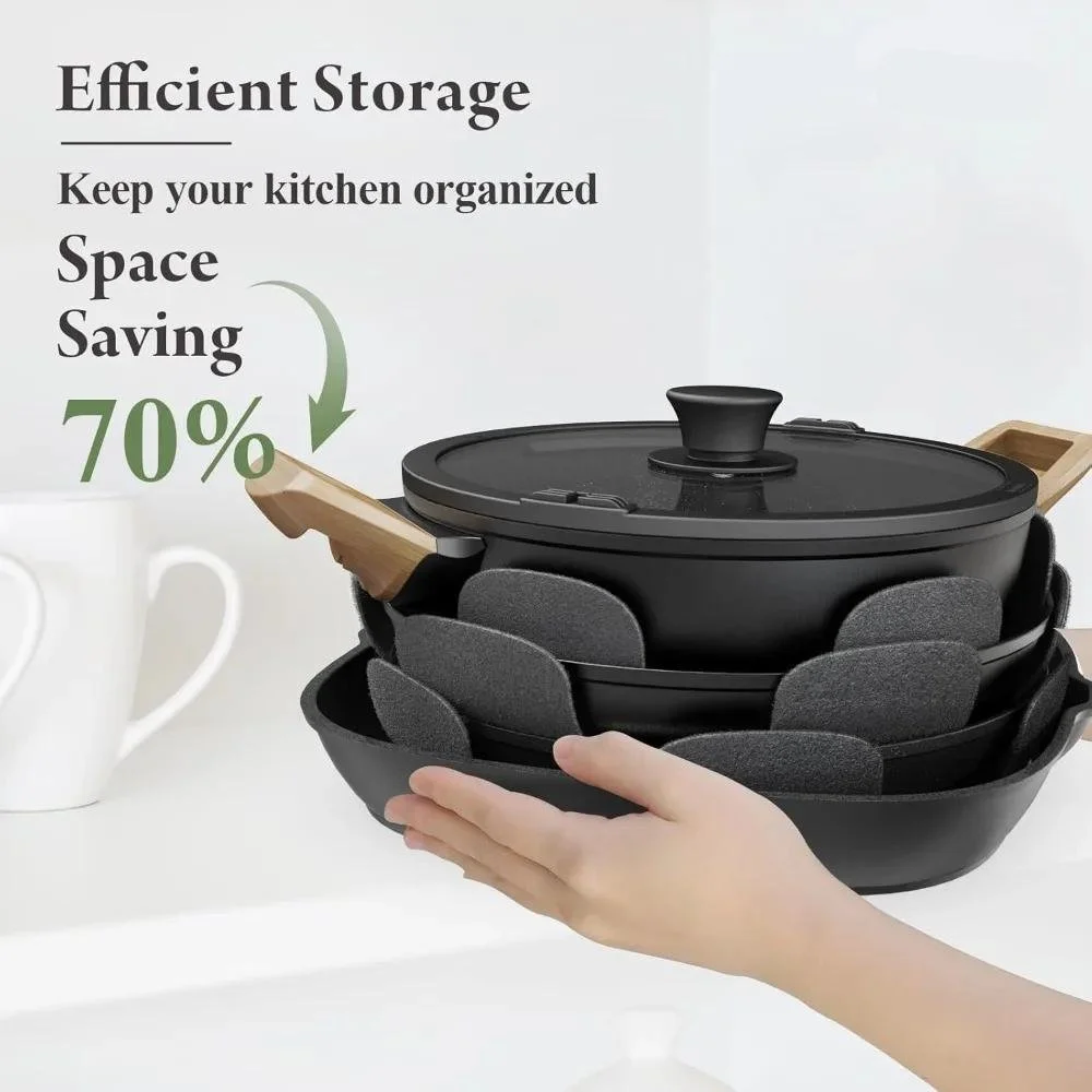 19-Piece Ceramic Non-Stick Cookware Set with Removable Handles