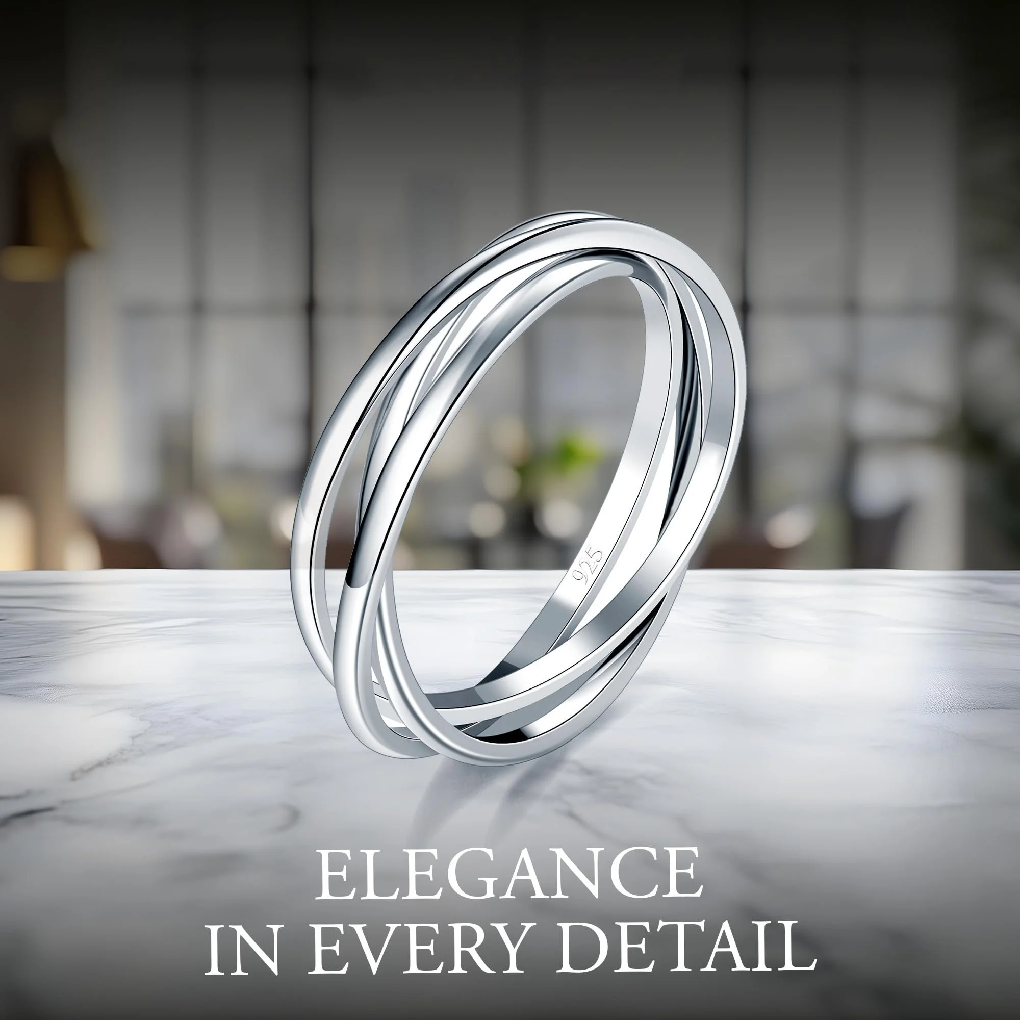 Elegant 3-Piece Silver Ring Set for Women – Modern Statement Wedding Jewelry