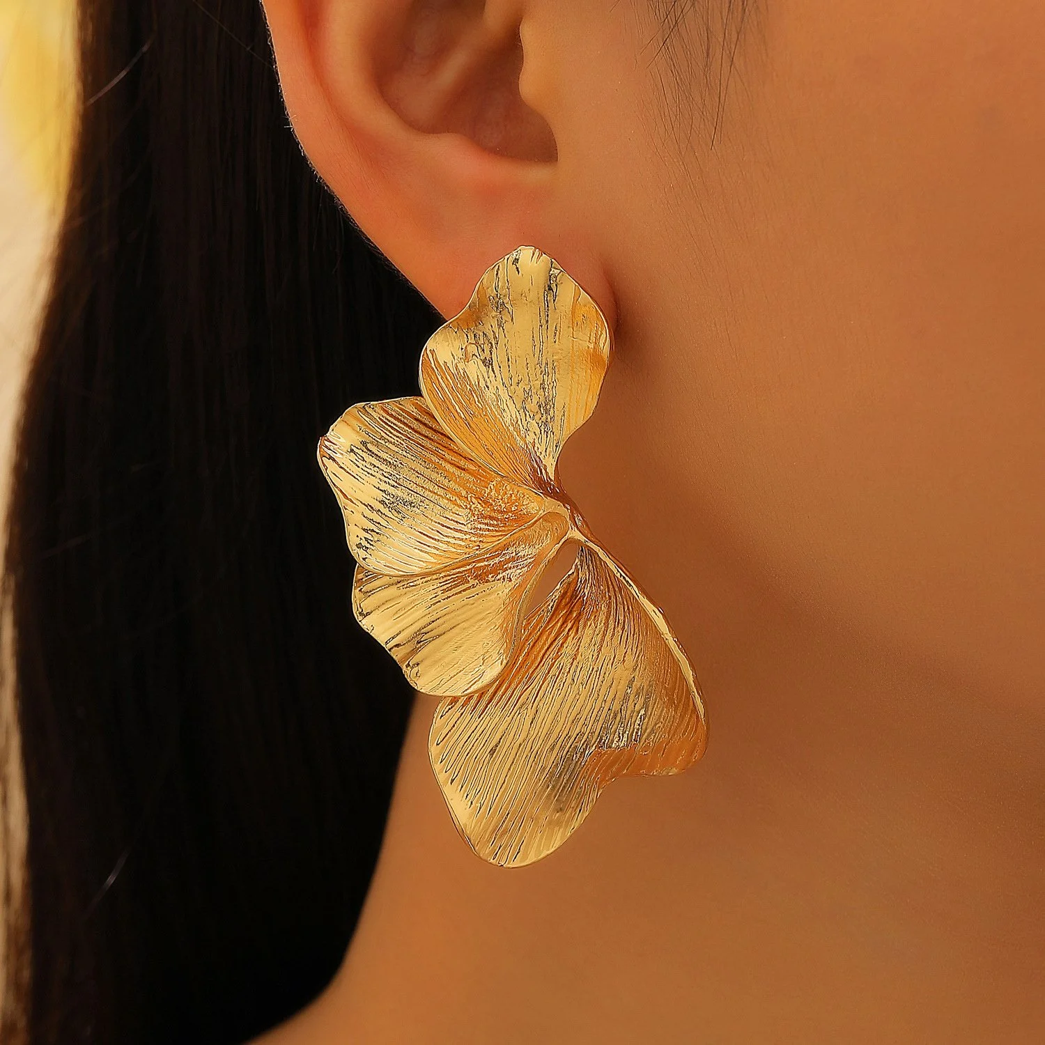 Gold Plated Leaf Drop Earrings - Stylish Ginkgo Leaf Jewelry for Women