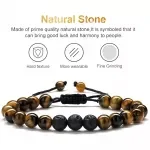 Men’s Tiger Eye & Black Onyx Braided Bracelet – 8mm Lava Stone Jewelry