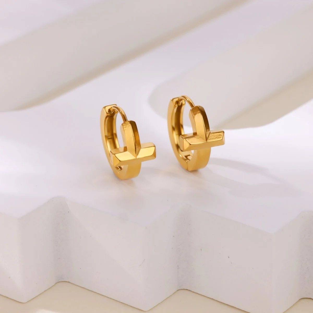 Gothic Gold Color Cross Earrings - Stunning Religious Jewelry for Women