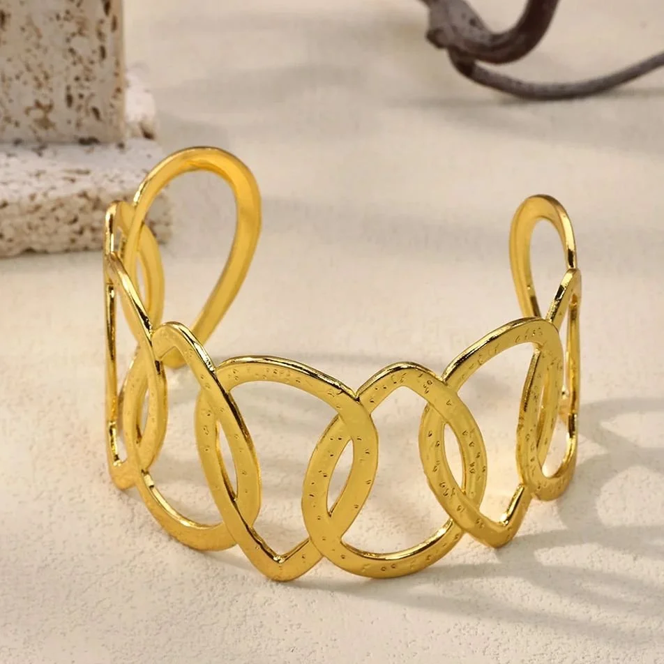 Gold Water Drop Bangle Bracelet for Women