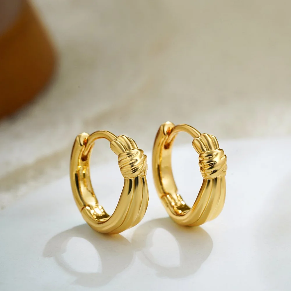 Knotted Hollow Hoop Huggie Earrings