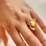 Cute Crab Adjustable Ring for Women 18K Gold Plated Ocean Jewelry