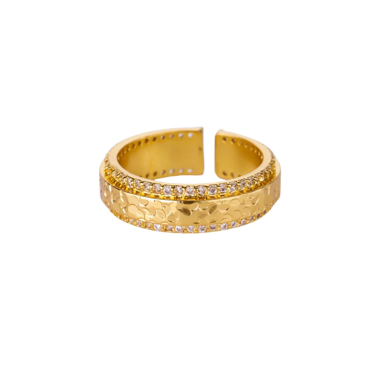 Gold Geometric Crystal Open Ring for Women – Minimalist Zircon Jewelry