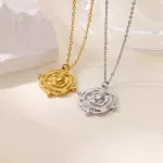 Stainless Steel Irregular Round Necklace for Women - Minimalist Beads Chain Pendant